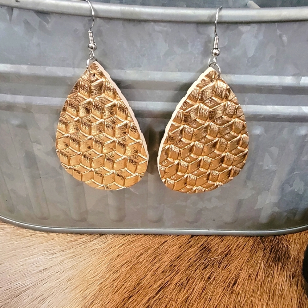 Faux leather teardrop earrings
